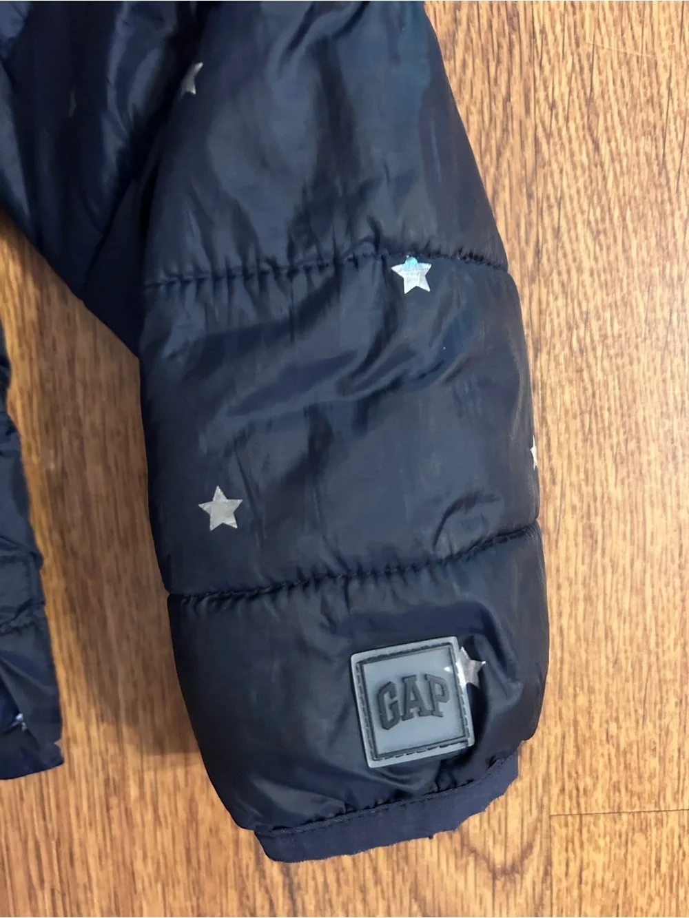 GAP Navy Star-Print Hooded Puffer Jacket